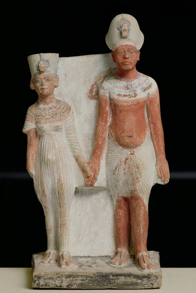 Statuetta di Amenofi IV (Akhenaton) e Nefertiti, da Tell el-Amarna, Periodo di Amarna, Nuovo Regno, 1353-1337 a.C. da Egyptian 18th Dynasty